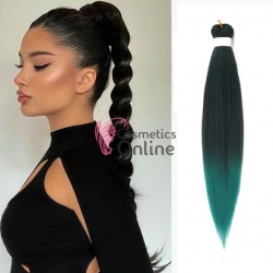 Coada de par dreapta Afro Vigorous Easy Jumbo Braids Hair de  65 cm Brunet -Green Ombre EZ1BGreen